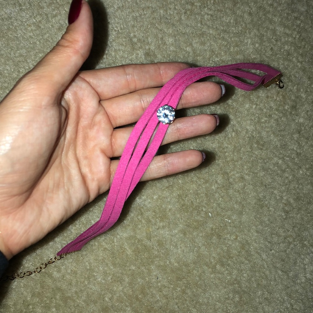 Suede hot pink choker - never been worn